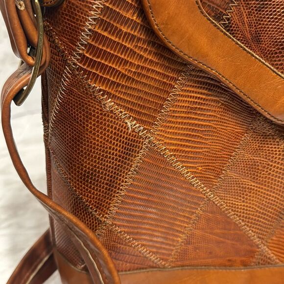 Justin boots leather patchwork brown shoulder crossybody purse rodeo western - Picture 9 of 14